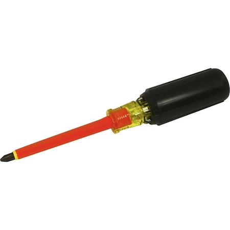 Gray Tools No. 2 Phillips Screwdriver, 1/4 Shank, 4 Blade Length, 1000V Insulated 50204-I